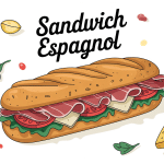 illustration sandwich espagnol baguette jambon tomate
