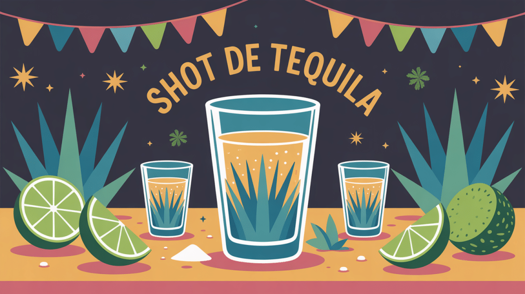 illustration shot tequila table mexicaine citron sel