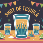 illustration shot tequila table mexicaine citron sel