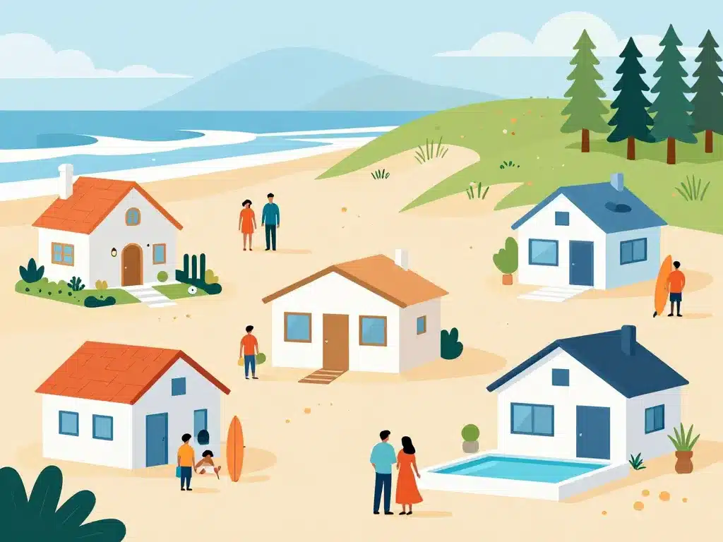 Différents styles de anglet beach house, familles et surfeurs