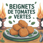 beignets de tomates vertes recette plat doré sur table
