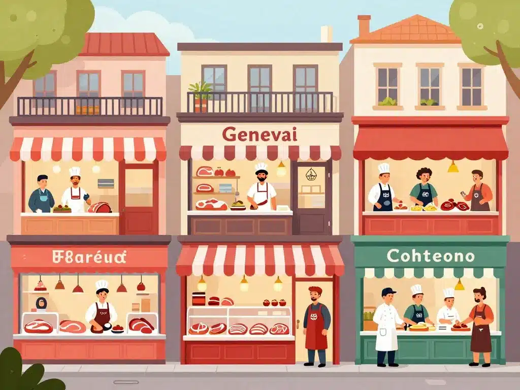 Boutiques boucherie halal Genève diversité culturelle quartier