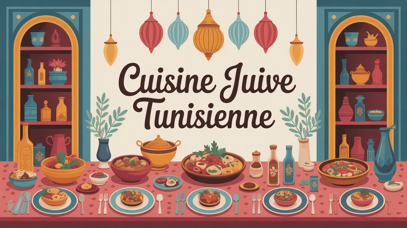 Illustration recette juive tunisienne table colorée