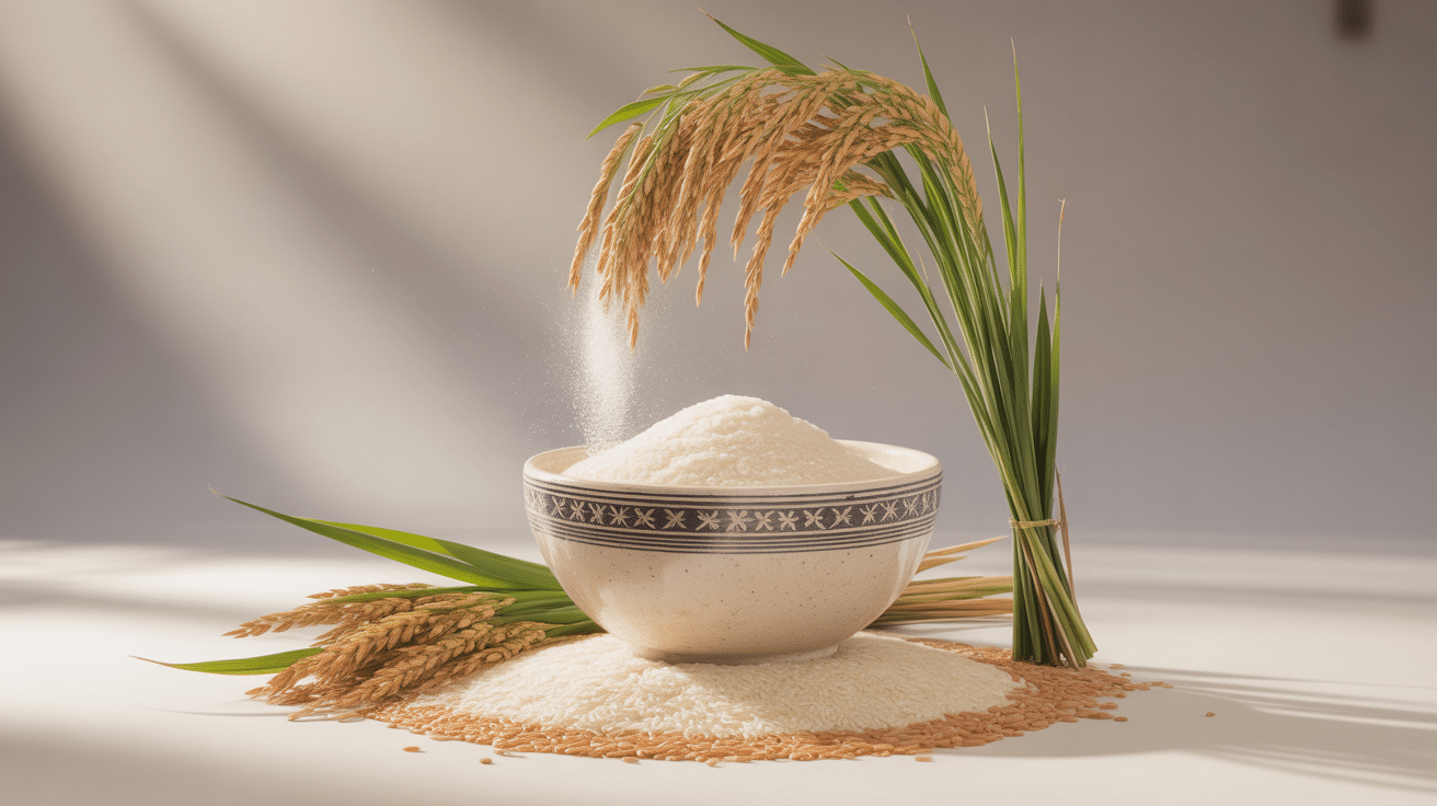 fleur de riz composition élégante et poudre fine