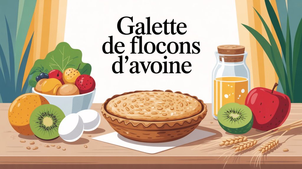 galette de flocons d'avoine bol ingrédients illustration