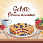 galette flocons d avoine sur table avec ingrédients variés