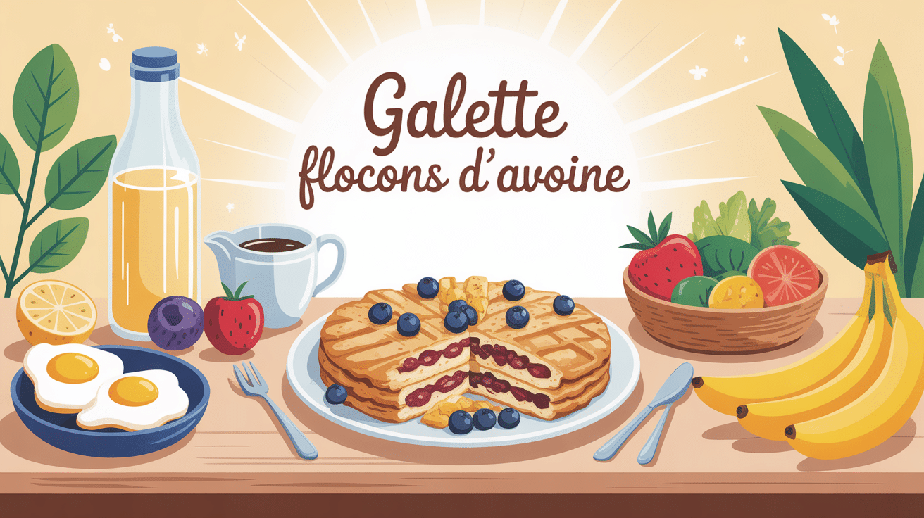 galette flocons d avoine sur table avec ingrédients variés