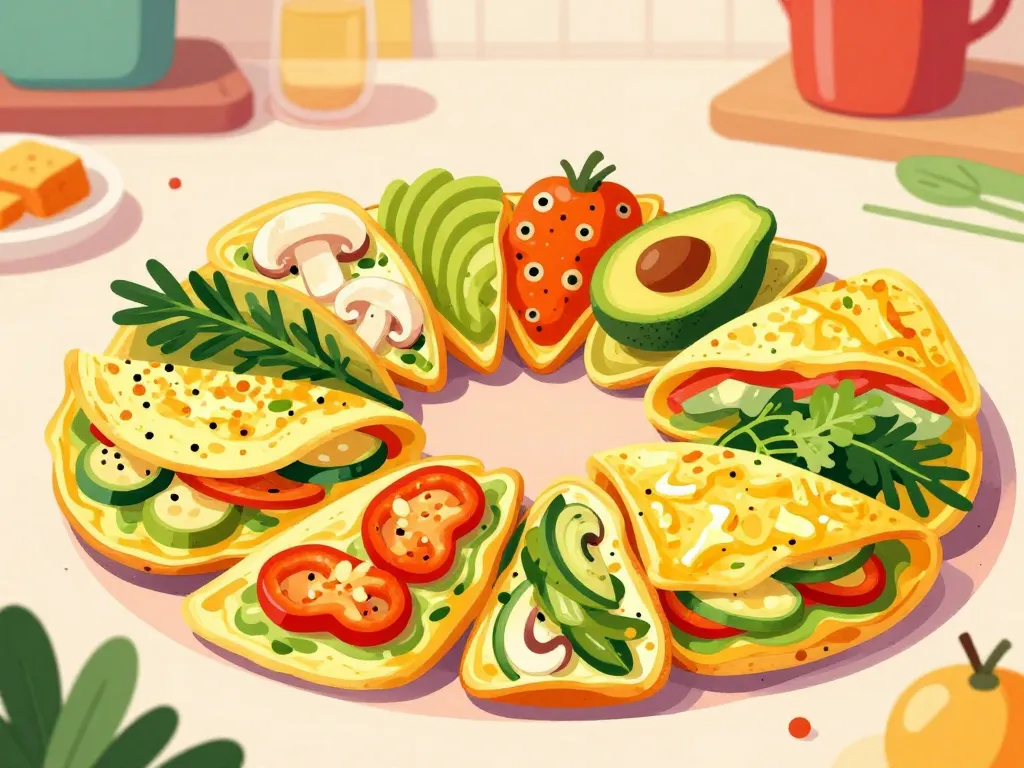 Variétés de garnitures omelette petit déjeuner