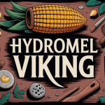 Illustration hydromel viking corne à boire et runes