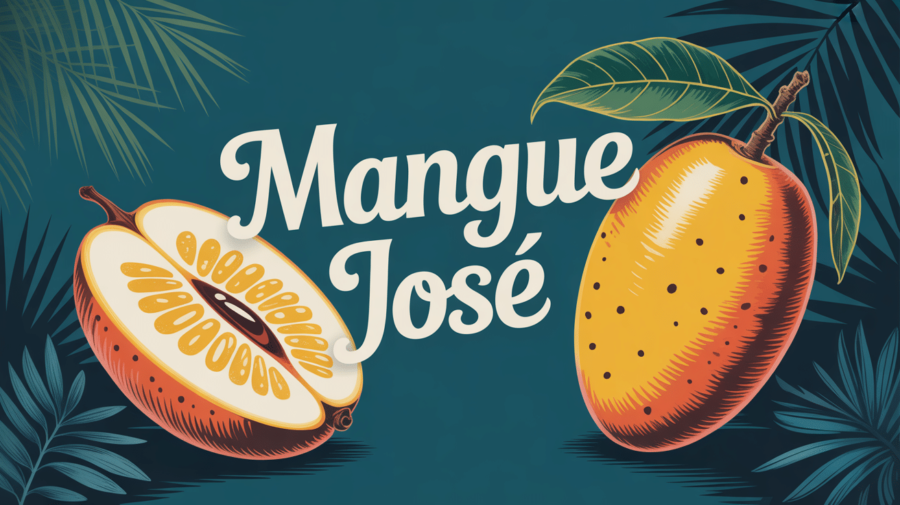 Illustration mangues José coupée et entière sur fond antillais