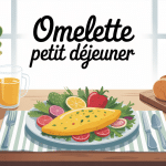 Omelette petit déjeuner avec légumes et pain complet