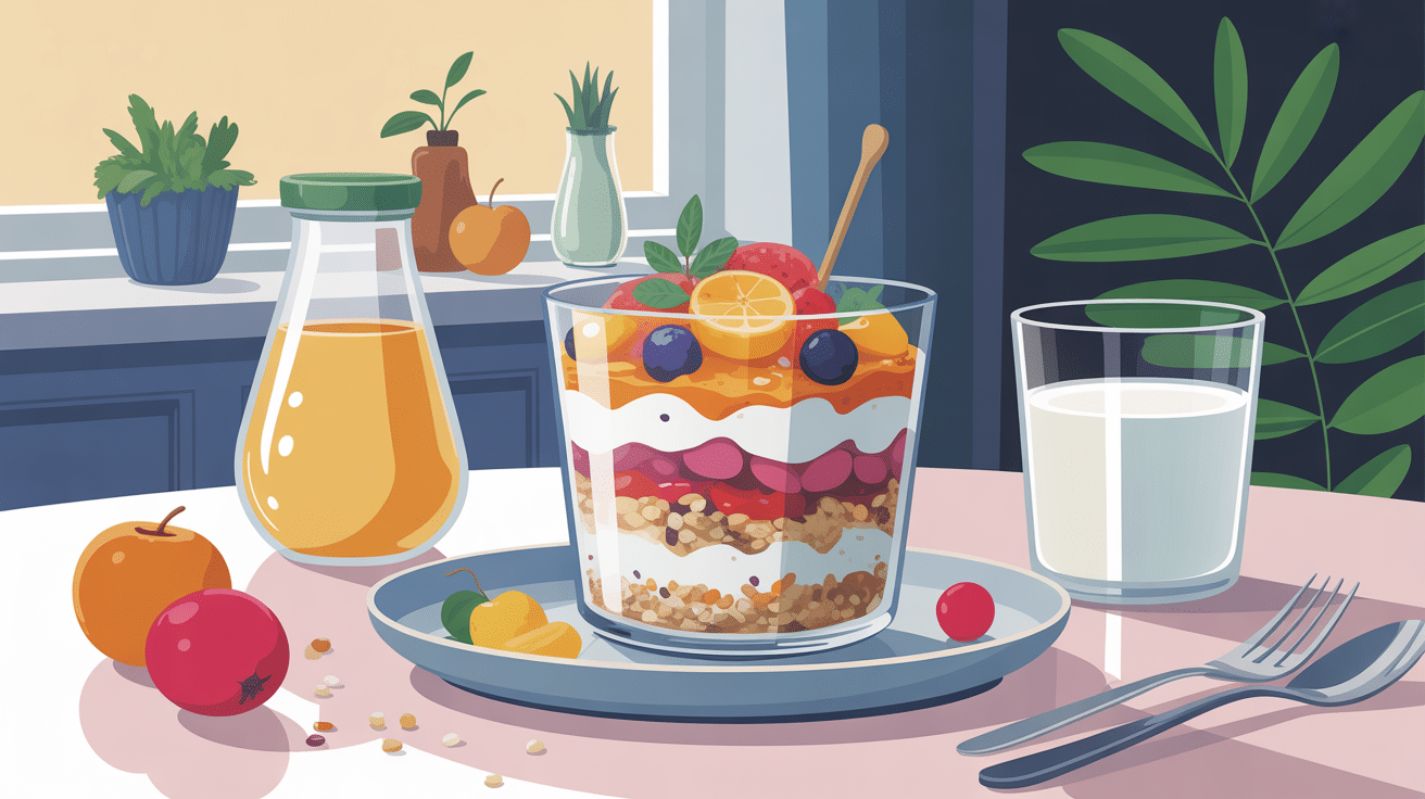 overnight recette présentée en bocal avec fruits et flocons d'avoine