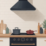 plaque de cuisson avec hotte intégrée avis vue design dans une cuisine contemporaine