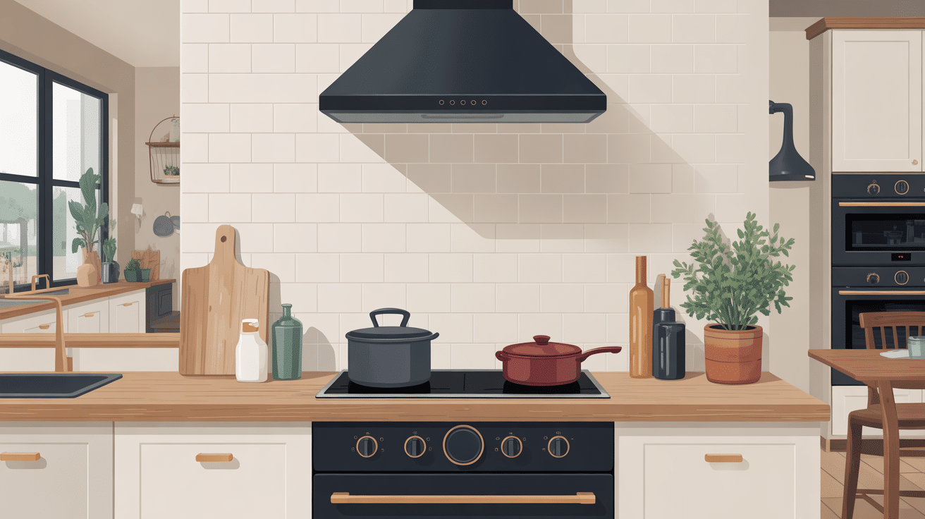 plaque de cuisson avec hotte intégrée avis vue design dans une cuisine contemporaine