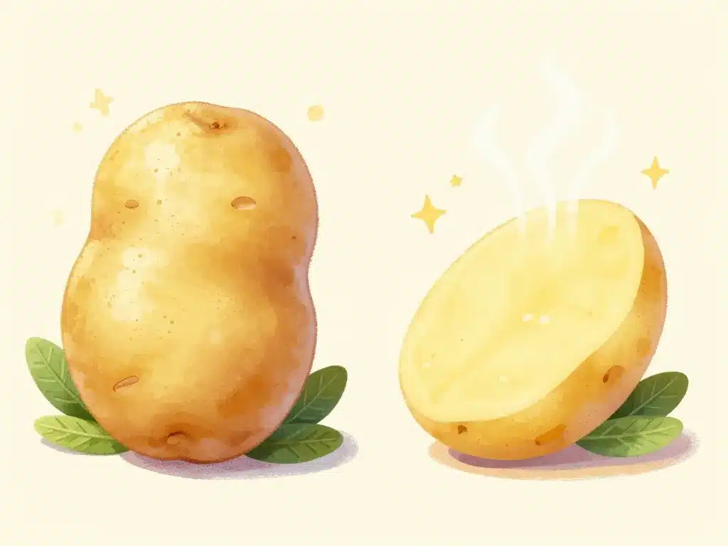 Comparaison pomme de terre crue et cuite pour poids pomme de terre et calories