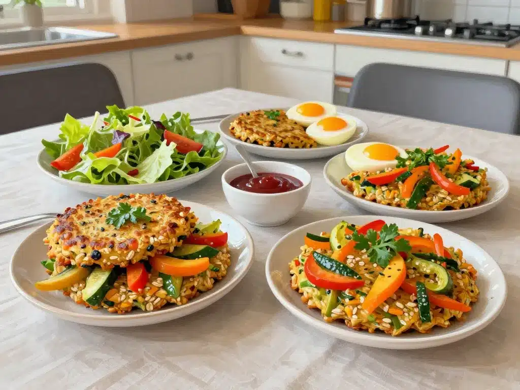 recette galette flocon d avoine salée légumes œufs salade
