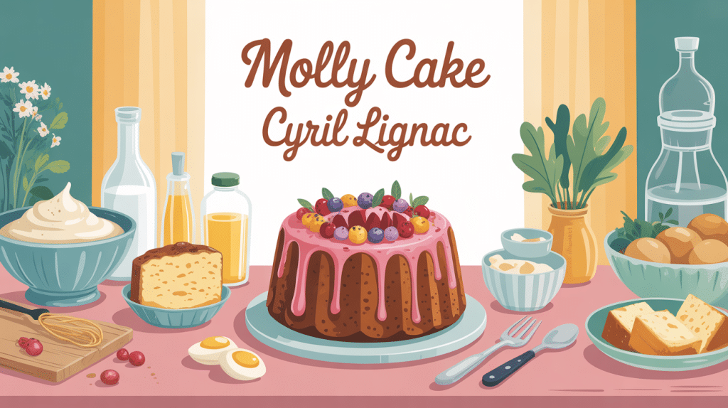 illustration recette molly cake cyril lignac sur table conviviale