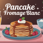 pile de pancakes fromage blanc et fruits frais sur table lumineuse