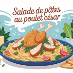 Salade de pates au poulet cesar avec parmesan et croûtons