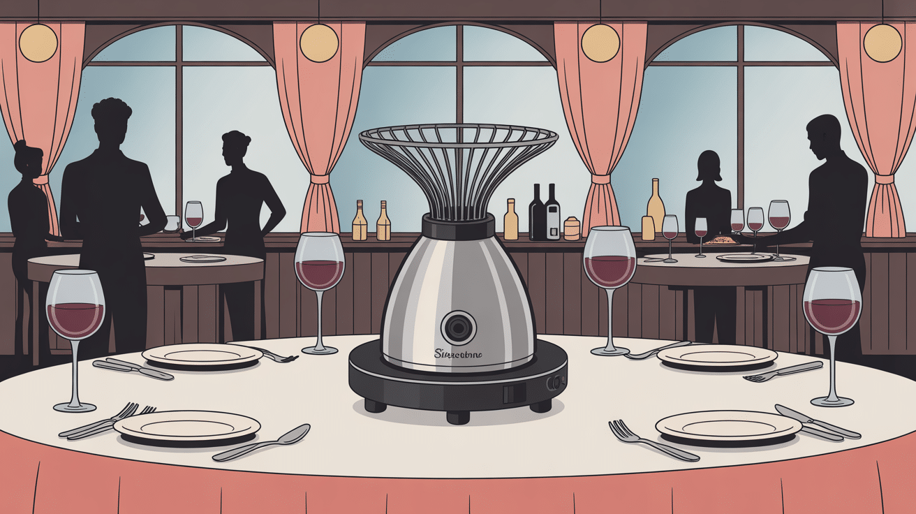 tire-bouchon électrique professionnel sur table élégante en restaurant