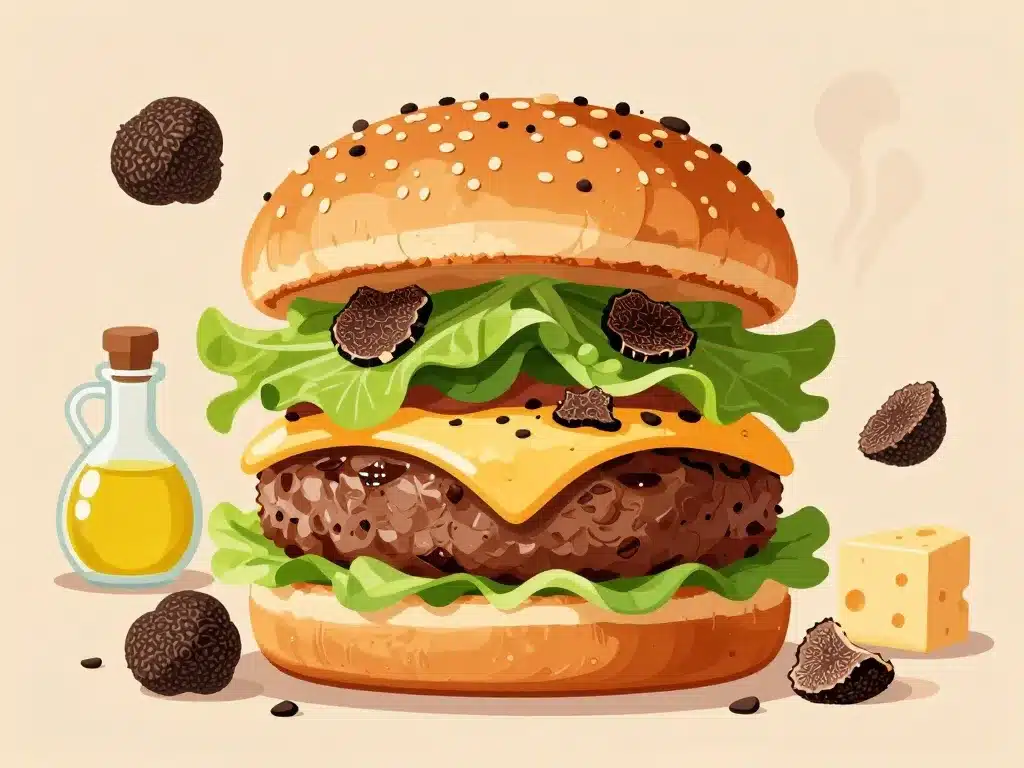 truffle burger coupe composition gourmet