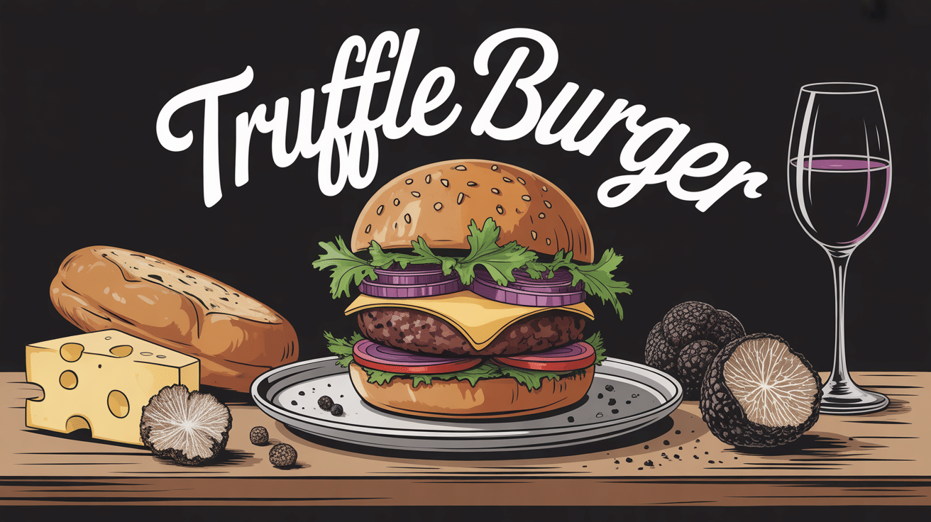 truffle burger gourmet restaurant illustration