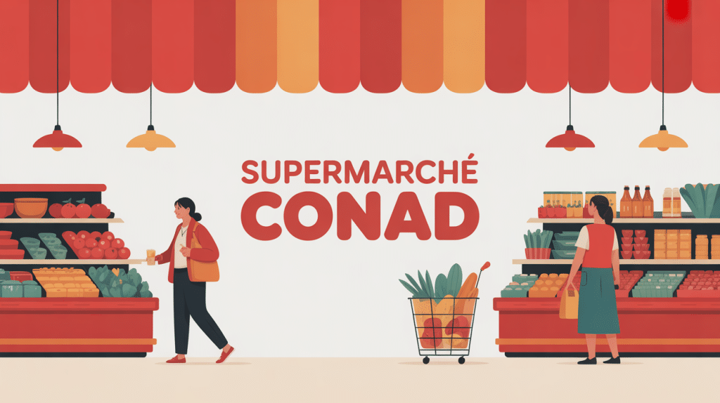 illustration univers supermarché conad italie