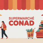 illustration univers supermarché conad italie