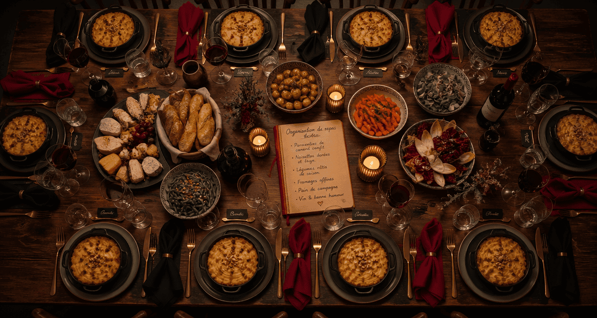 recette 10 personnes table dressée plats bistrot