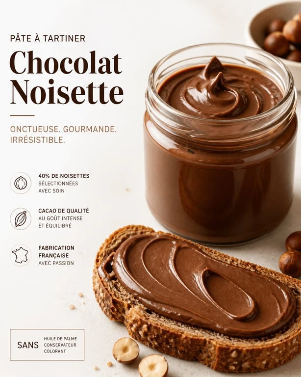 Pâte à tartiner healthy maison chocolat-noisette sur une tranche de pain