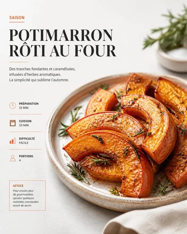 Potimarron rôti au four avec miel et thym pour une recette savoureuse