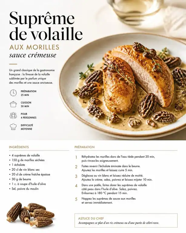 Suprême de volaille aux morilles La cuisine de Fabrice
