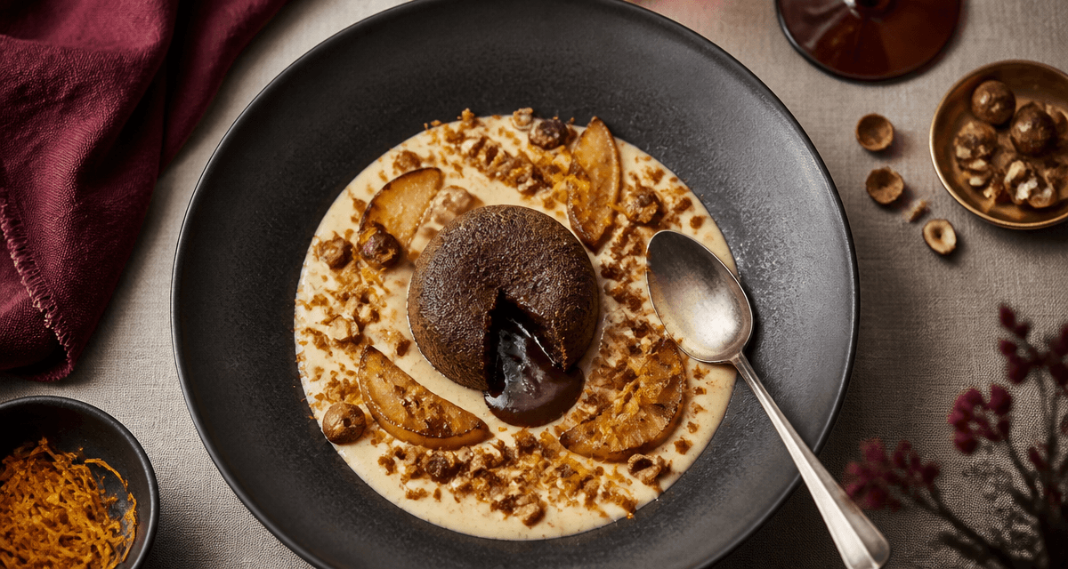 gâteau pour accompagner une crème anglaise moelleux chocolat et pommes