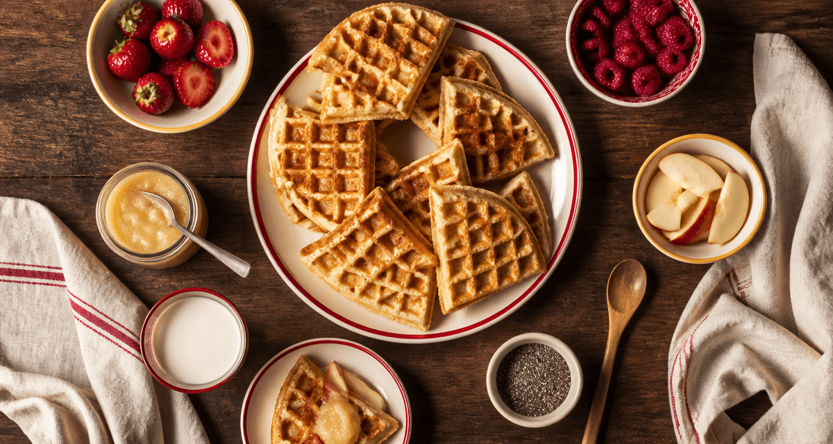 Gaufre healthy peu calorique, fruits frais et compote