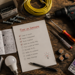 installer luminaire plafond outils sur table