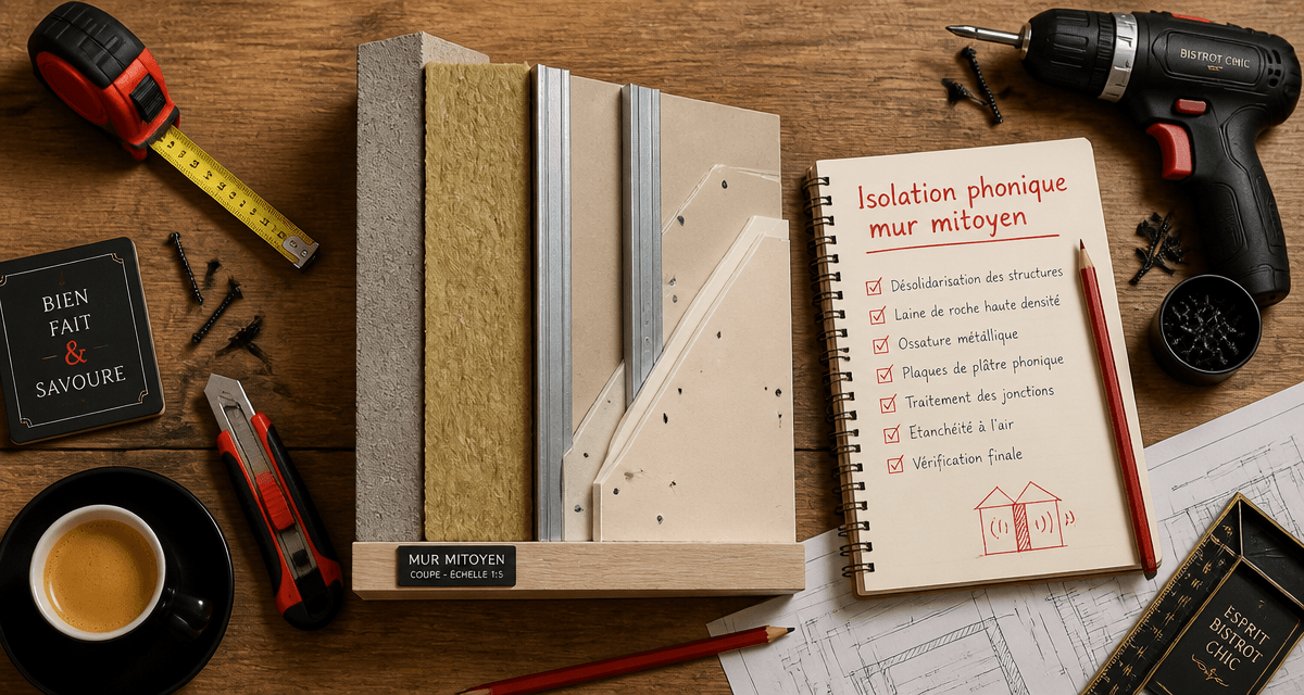 isoler phoniquement un mur mitoyen sectionné et outils