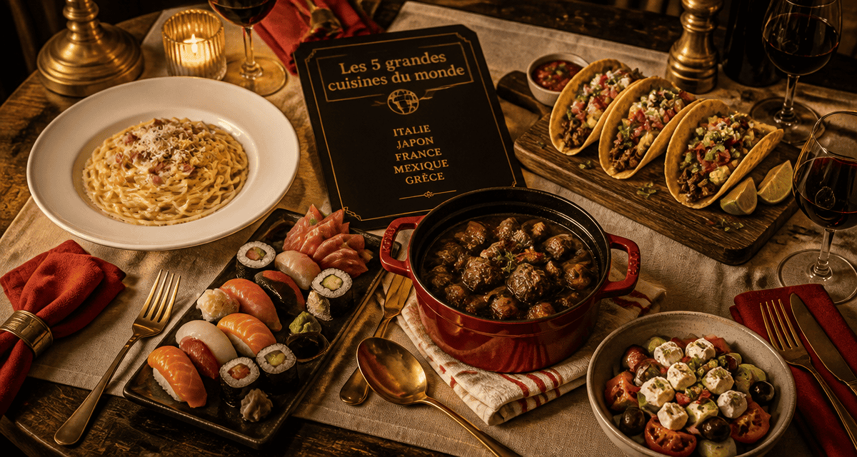 Les 5 grandes cuisines du monde sur une table