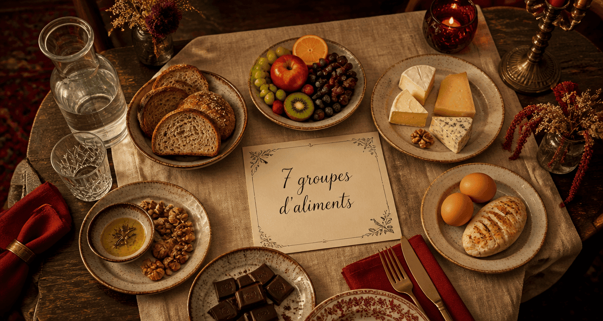 les 7 groupes d aliments tableau sur table