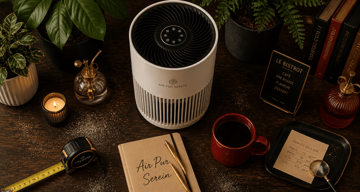 meilleur purificateur d air sur table bois sombre