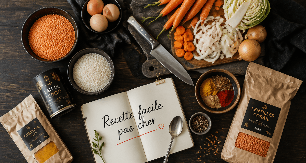 recette facile pas cher ingrédients sur table