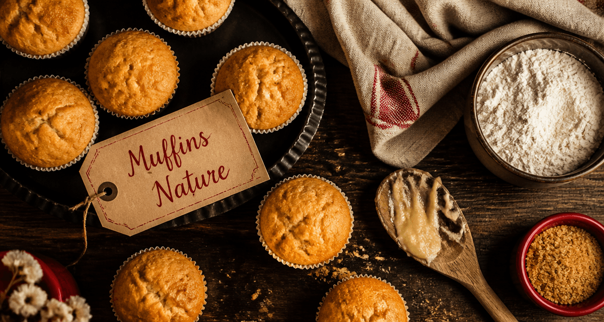 recette pour muffins nature sur table rustique