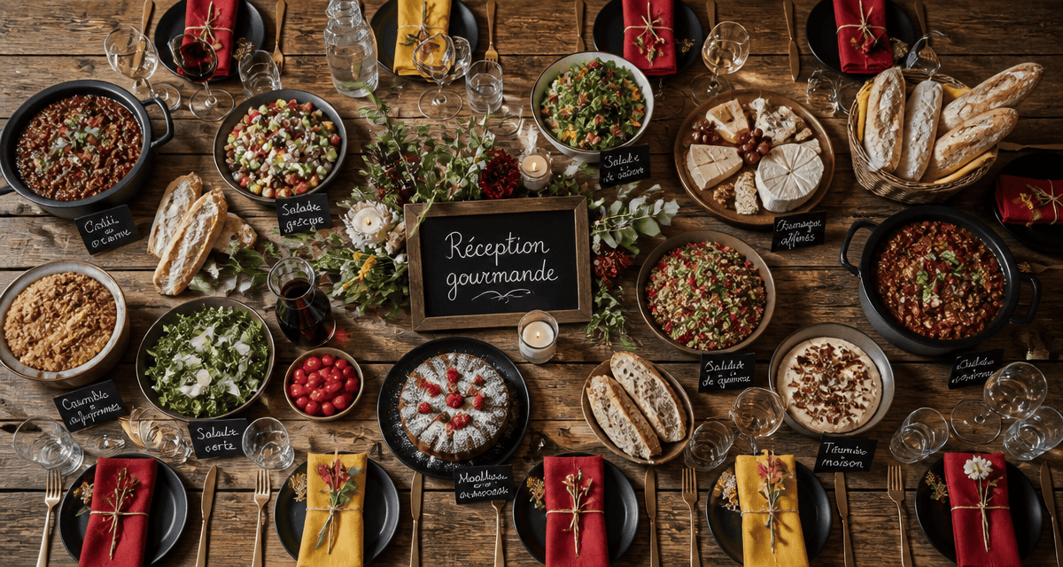 repas pour 30 personnes grande table dressée