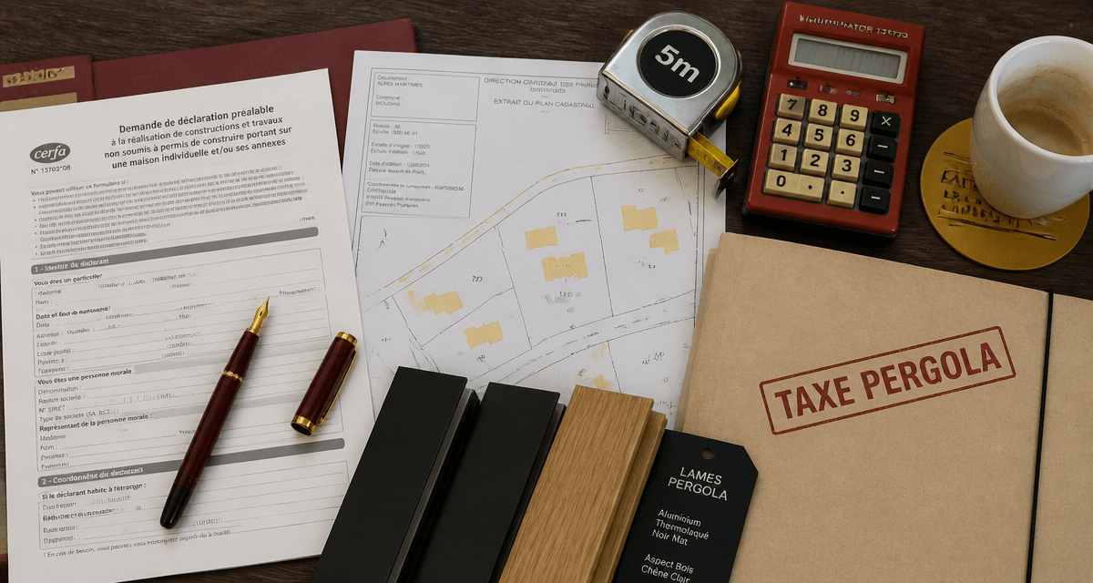 taxe pergola papiers calculatrice et échantillons