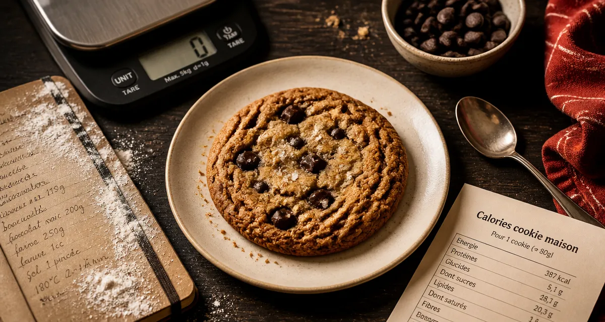 Cookie maison calorie, ingrédients ajustés et portions maîtrisées