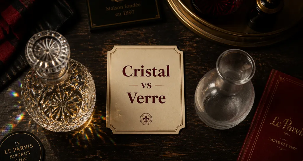 différence entre cristal et verre carafes sur table