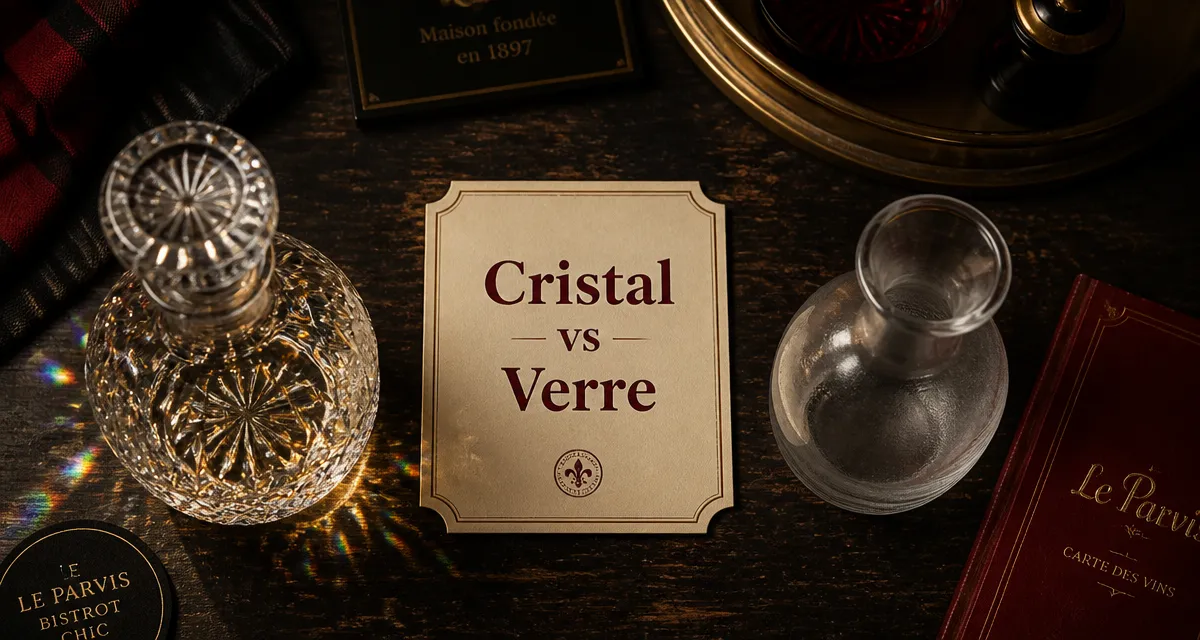 différence entre cristal et verre carafes sur table