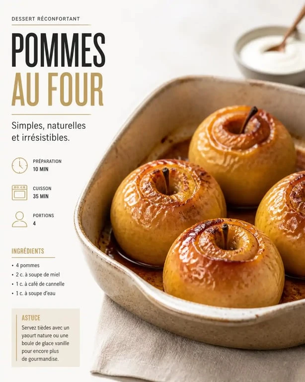 Pommes au four sans sucre ajouté, dessert sain et gourmand