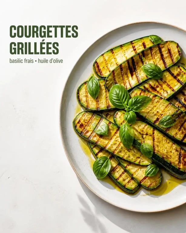 Courgettes à la plancha grillées et assaisonnées au basilic