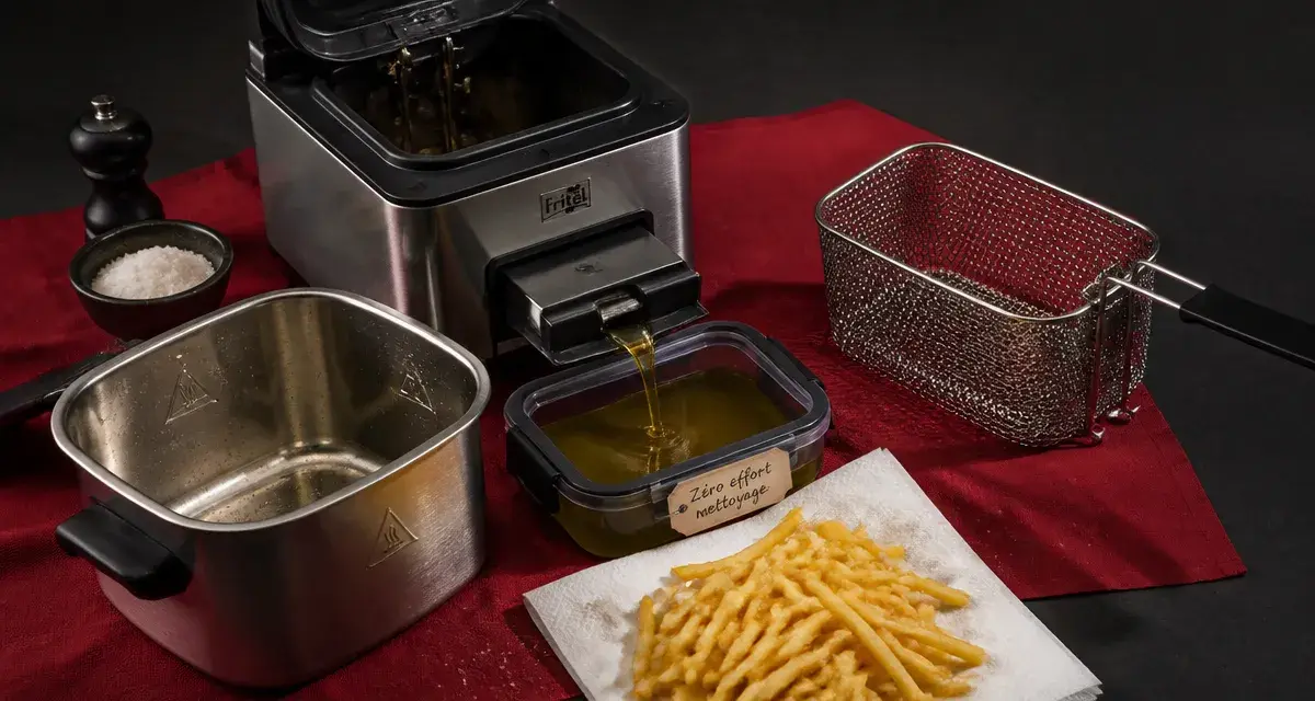 Friteuse facile à nettoyer : filtration simple avec cuve amovible