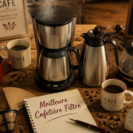 meilleure cafetière filtre carafe inox et verre sur table